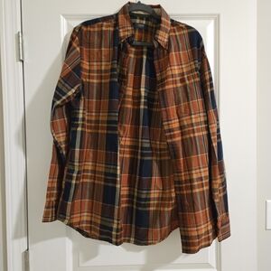 Arrow Men's Plaid Shirt in Orange and Navy